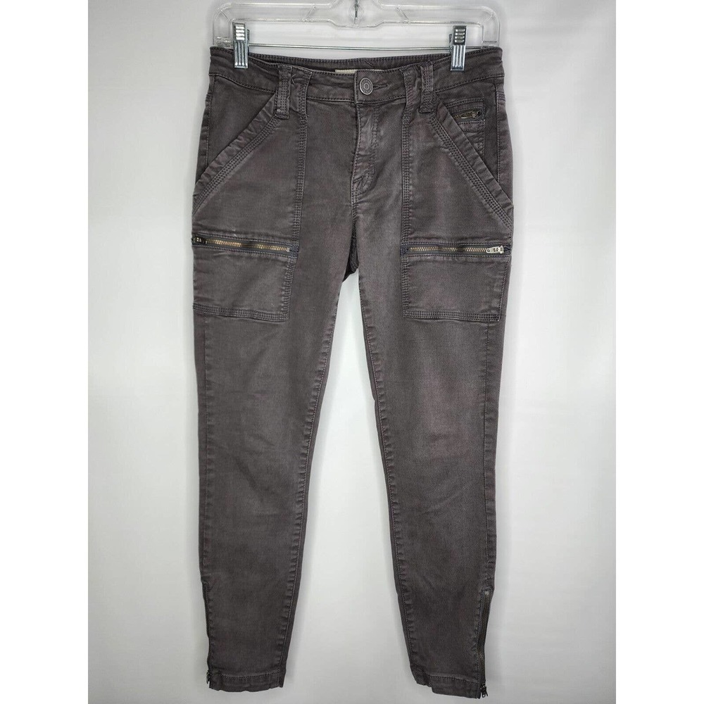 Joie Jeans Park Skinny Capri’s Women’s 27 Gray ZIP Leg Stretchy Cargo